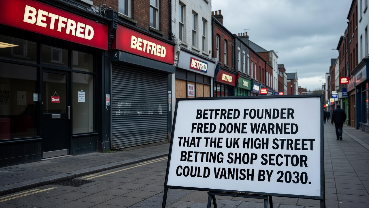 Betting shop exterior on a UK high street showing signage and foot traffic